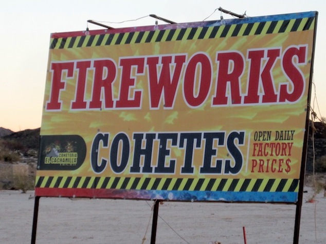 Having fun with fireworks in San Felipe, Baja, Mexico