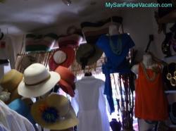 Hats on display in Karina boutique store San Felipe