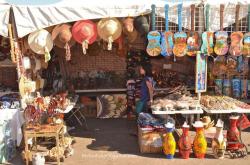 Art crafts including hats and guitars for sale - San Felipe shrimp festival