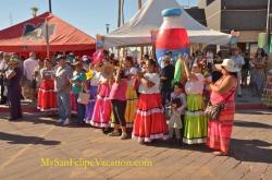 Enjoying dancing performance at the San Felipe Shrimp Festival