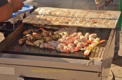 Grilled shrimp on skewers at the Shrimp Festival